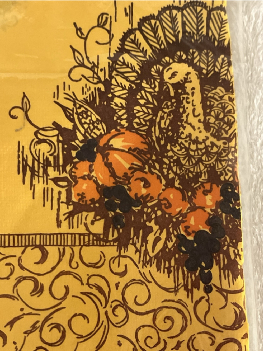 Vintage Thanksgiving Turkey Paper Table Cloth C. A. Reed USA 52" x 96" Holiday